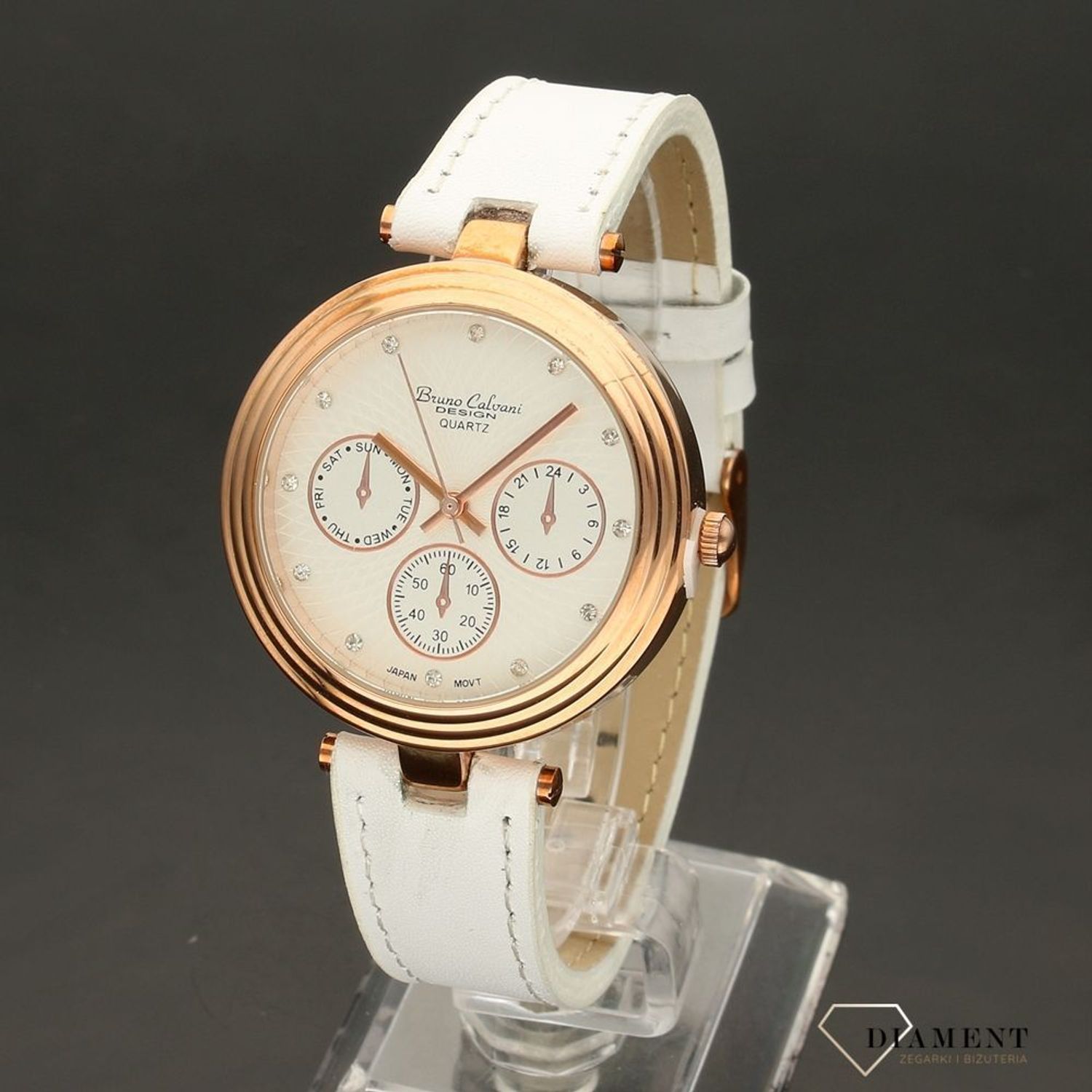 Zegarek damski Bruno Calvani BC7264 GOLD biały pasek.jpg